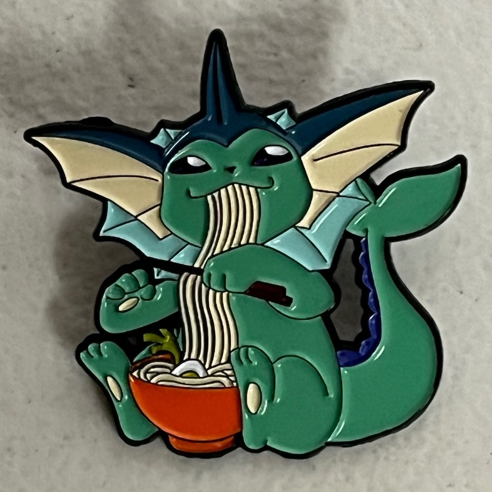 Vaporeon Eating Ramen Pokemon Enamel Pin Pins Brooch Hat Streetwear Hats New
